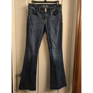 American Eagle Artist Stretch Flare Jeans Women 6 Long Low Rise Double Button
